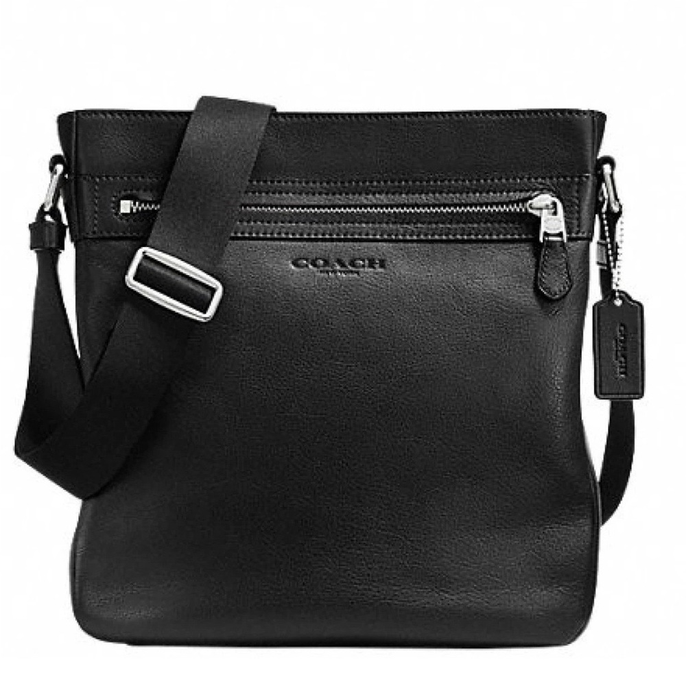 NWT Coach Men’s Tech Crossbody Bag Smooth Leather Black F71745 iPad Holder
